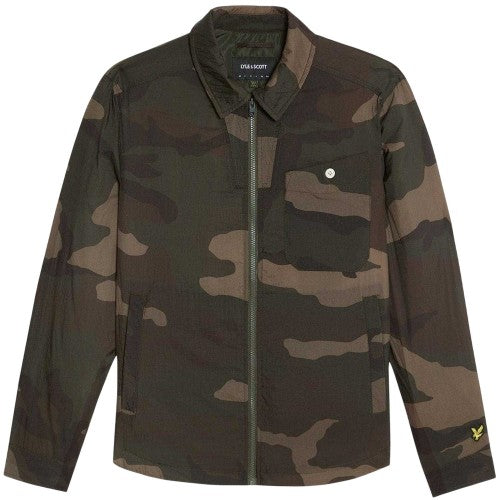 Front - Lyle & Scott Mens Camo Cotton Overshirt