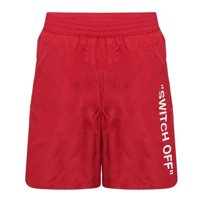 Front - Off White Mens Graphic Print Relaxed Fit Swim Shorts