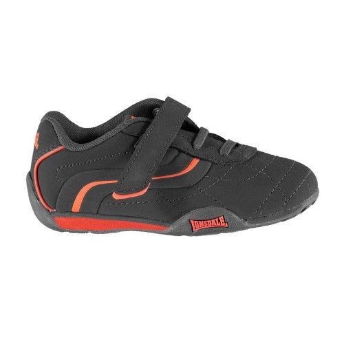 Front - Lonsdale Childrens/Kids Camden Leather Hook and Loop Trainers