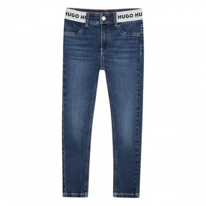 Front - Hugo Boys Denim Logo Skinny Jeans