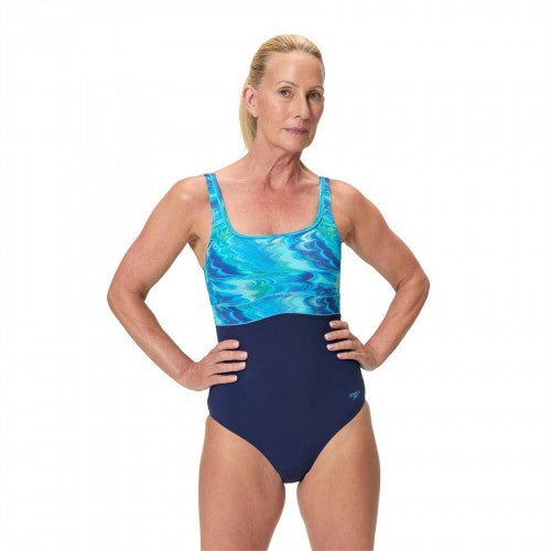 Front - Speedo Womens/Ladies Wavy One Piece Swimsuit