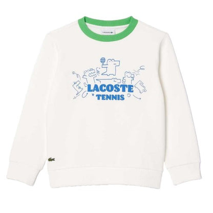 Front - Lacoste Childrens/Kids Printed Fleece Crew Neck Sweatshirt