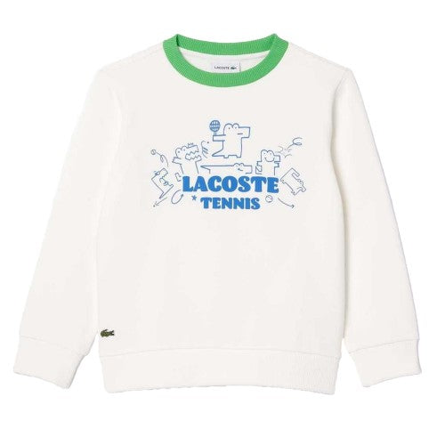 Front - Lacoste Childrens/Kids Printed Fleece Crew Neck Sweatshirt