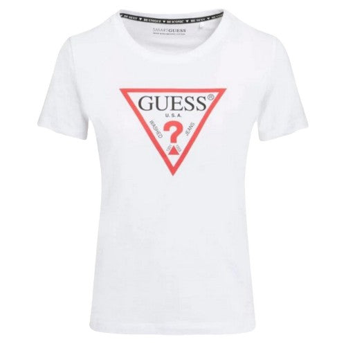Front - Guess Womens/Ladies Cn Original Hotfix Logo Slim T-Shirt
