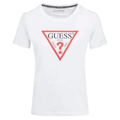 Front - Guess Womens/Ladies Cn Original Hotfix Logo Slim T-Shirt