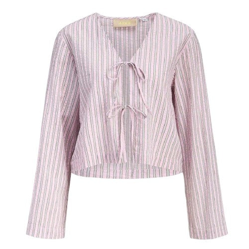 Front - JJXX Womens/Ladies Zoe Stripe Seersucker Front Tie Blouse