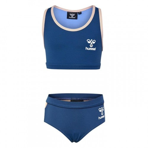 Front - Hummel Girls Colour Block Two-Piece Swimsuit