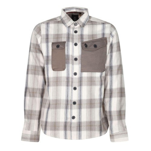 Front - Luke Mens Johnny Plaid Chest Pocket Overshirt
