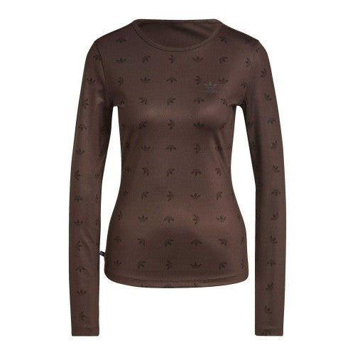 Front - Adidas Womens/Ladies Trefoil All-Over Print Base Layer Top