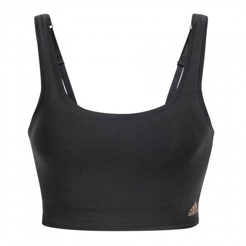 Front - Adidas Womens/Ladies Cropped Scoop Neck Bralette