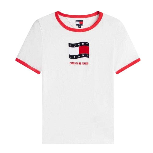 Front - Tommy Jeans Womens/Ladies Ringer Cotton Jersey T-Shirt