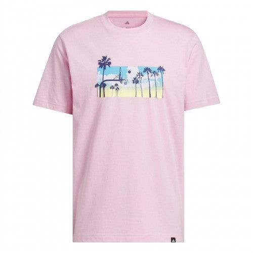 Front - Adidas Mens Palm Tree Cotton Logo T-Shirt