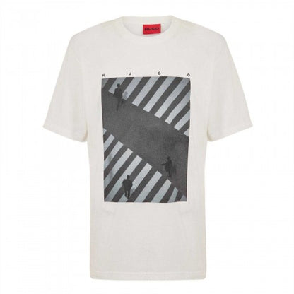 Front - Hugo Mens Road Cotton Logo T-Shirt