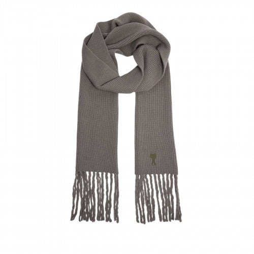 Front - Ami Paris Embroidered Logo Knitted Scarf