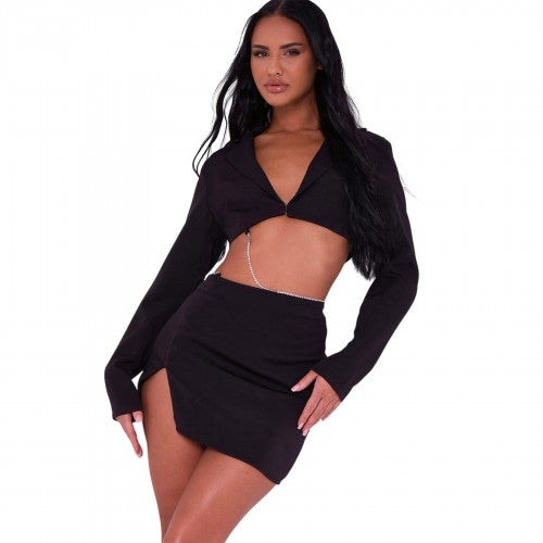 Front - Missy Empire Womens/Ladies Chain Detail Cropped Blazer