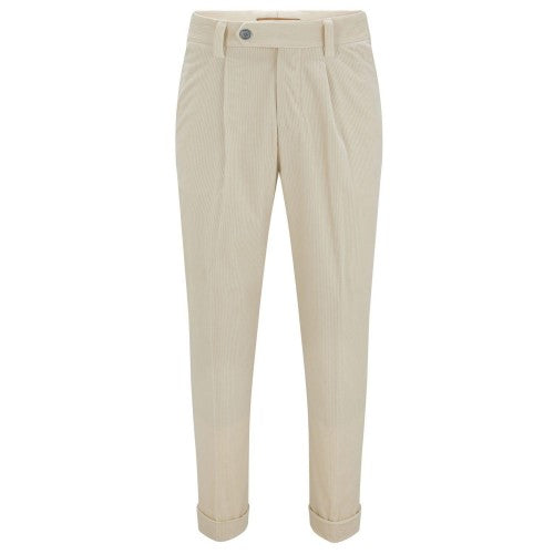 White - Front - Boss Mens H-Perin Pleated Trousers