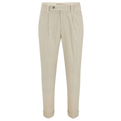 White - Front - Boss Mens H-Perin Pleated Trousers