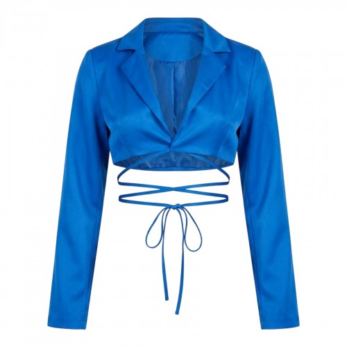 Front - Missy Empire Womens/Ladies Tie Detail Cropped Blazer