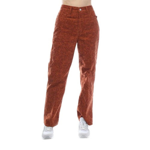 Front - Levis Womens/Ladies Ribcage Corduroy Animal Print Straight Trousers