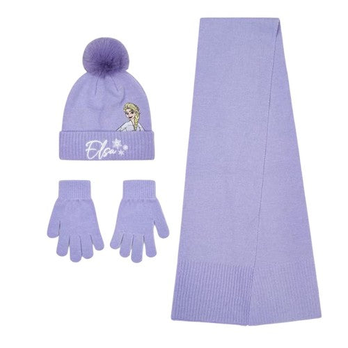 Front - Frozen Girls Character Knitted Elsa Hat Gloves And Scarf Set