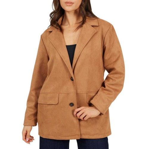 Front - Brave Soul Womens/Ladies Faux Suede Blazer