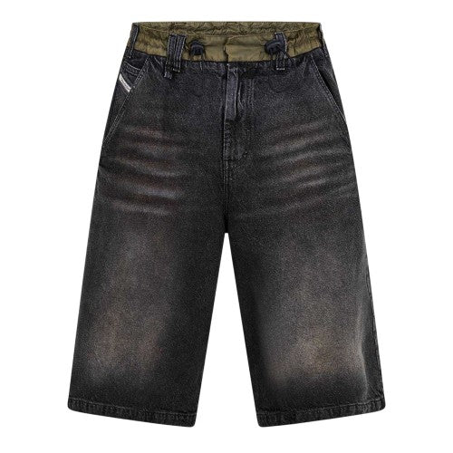 Front - Diesel Mens Washed Denim Shorts