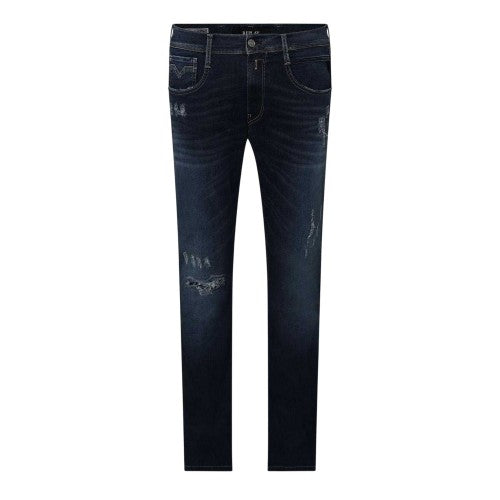 Front - Replay Mens Anbass Distressed Slim Jeans