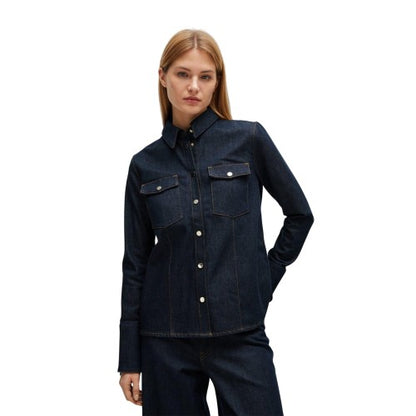 Front - Boss Womens/Ladies Stretch-Cotton Denim Shirt