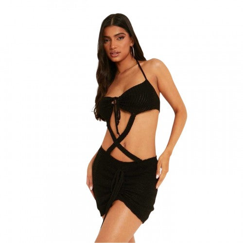 Front - Missy Empire Womens/Ladies Halter Neck Mini Dress