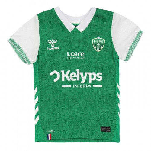 Front - Hummel Childrens/Kids 2025/2026 AS Saint-Étienne Home Jersey