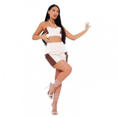 Front - Missy Empire Womens/Ladies Colour Block Halter Neck Bralette