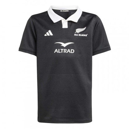 Front - Adidas Childrens/Kids 2025 New Zealand All Blacks Rugby Jersey
