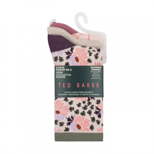 Front - Ted Baker Womens/Ladies Floral Crew Socks (Pack of 3)