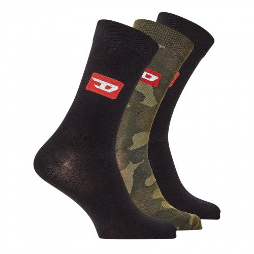 Front - Diesel Mens Camouflage Crew Socks (Pack of 3)