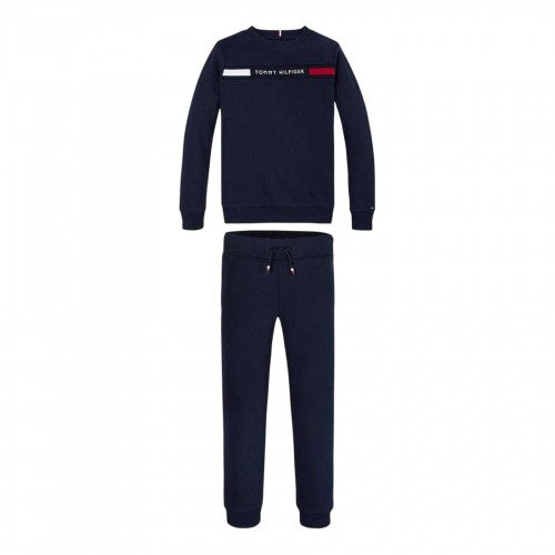 Front - Tommy Hilfiger Childrens/Kids Logo Crew Neck Co-ord Set