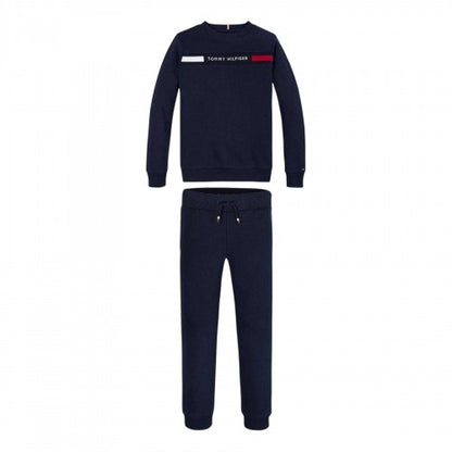 Front - Tommy Hilfiger Childrens/Kids Logo Crew Neck Co-ord Set