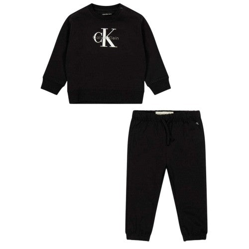 Front - Calvin Klein Baby Monogram Sweatshirt & Jogging Bottoms Set