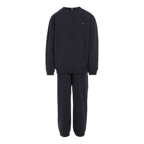 Front - Tommy Hilfiger Childrens/Kids Logo Jersey Crew Neck Tracksuit