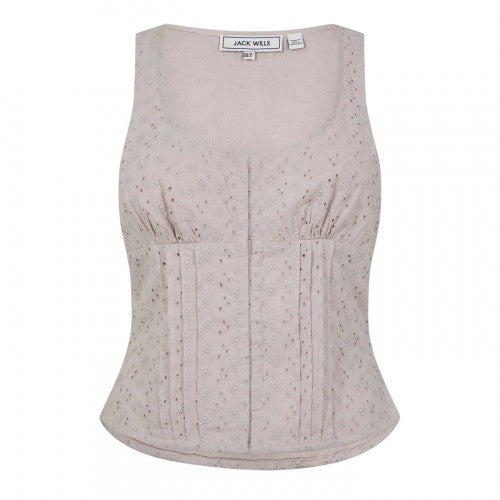 Front - Jack Wills Womens/Ladies Broderie Cotton Corset Top