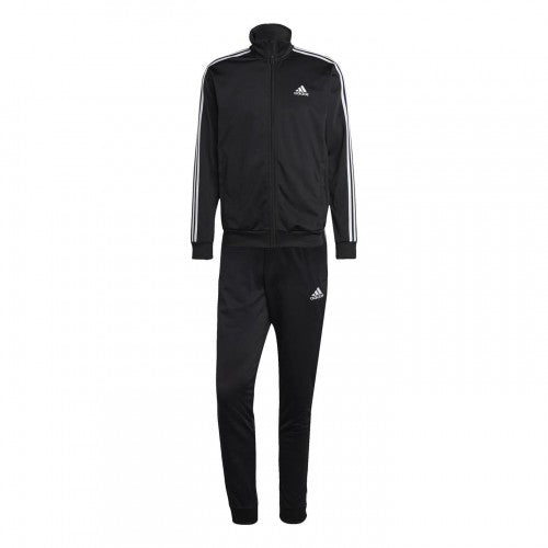 Front - Adidas Mens Essentials 3 Stripes Tricot Full Zip Tracksuit Set