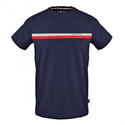 Front - Aquascutum Mens Chest Stripe T-Shirt