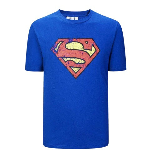 Front - Superman Mens Distressed Logo Cotton Comfort T-Shirt