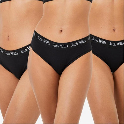 Front - Jack Wills Womens/Ladies Repeat Logo Briefs (Pack of 3)
