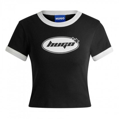 Front - Slazenger Womens/Ladies Ringer Cotton Cropped T-Shirt