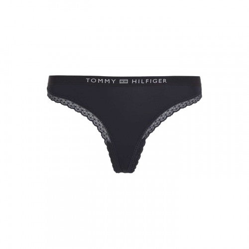 Front - Tommy Hilfiger Womens/Ladies Logo Lace Embellished Thong