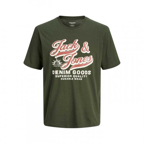Front - Jack And Jones Mens Denim Goods Logo Short-Sleeved T-Shirt