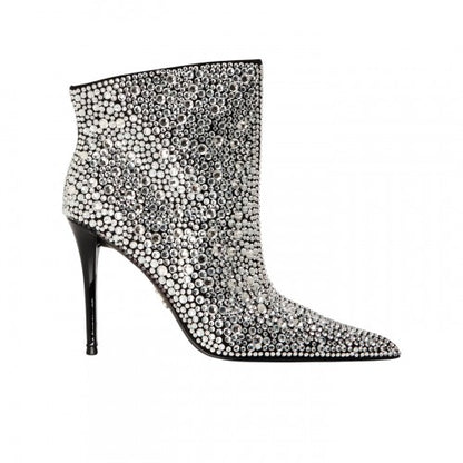 Front - Steve Madden Womens/Ladies Sentinel Rhinestone Metallic High Stiletto Heel Ankle Boots