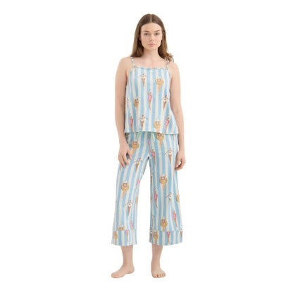 Front - Chelsea Peers Womens/Ladies Striped Capri Pyjama Set