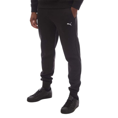Front - Puma Mens Logo Cuffed Ankle Jogging Bottoms