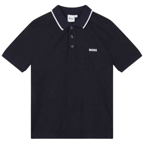 Front - Boss Childrens/Kids Contrast Trim Polo Shirt